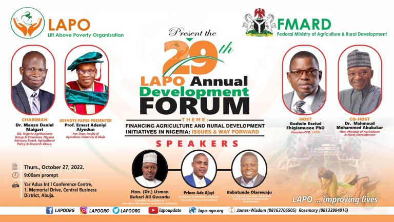 Prof Aiyedun, Maigari, Others To Speak At Oct. 27 Annual LAPO Devt. Forum
